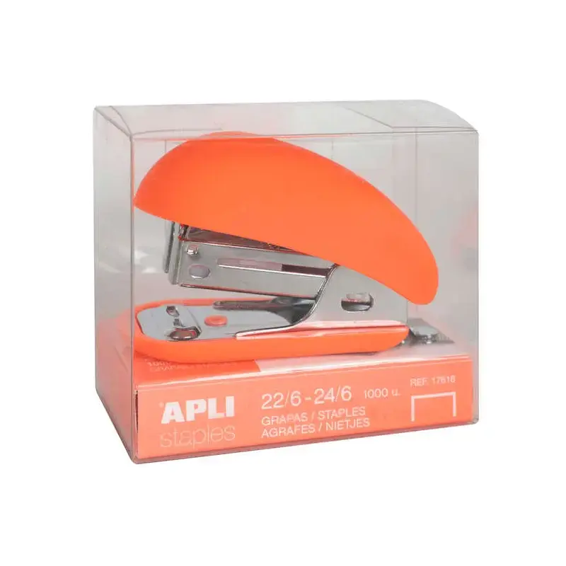 Apli Expositor de 16 Grapadoras Fluor Collection - Utiliza Grapas 22/6-24/6 - Incluye 1000 Grapas por Grapadora - Colores Fluor