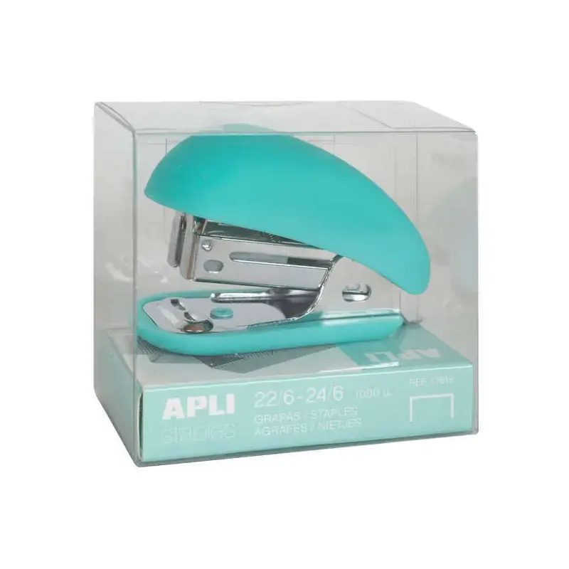 Apli Expositor de 16 Grapadoras Fluor Collection - Utiliza Grapas 22/6-24/6 - Incluye 1000 Grapas por Grapadora - Colores Fluor