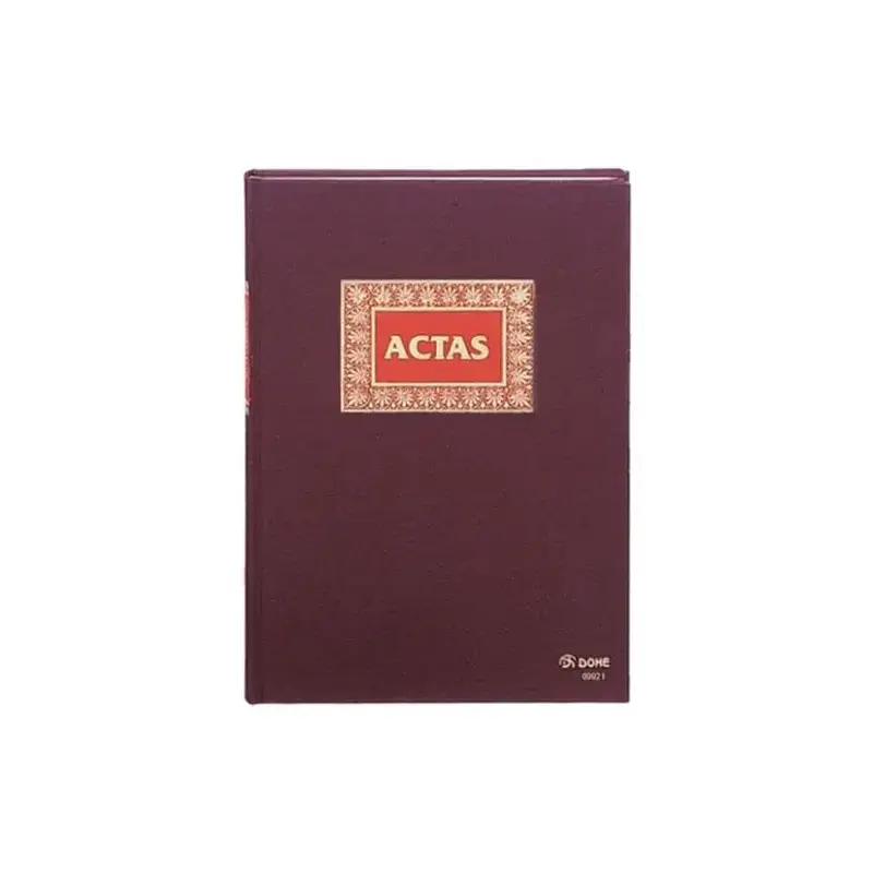 Dohe Libro Actas 50 Hojas Numeradas Papel Offset de 100gr - Tamaño Folio Natural - Encuadernacion en Tela de Primera Calidad con