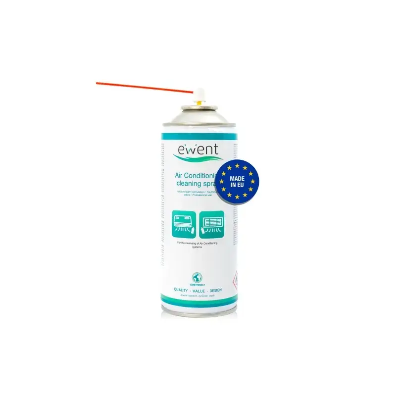 Ewent Spray de Limpieza para Aire Acondicionado - Aerosol de Espuma Activa - Neutraliza Olores - Color Transparente | Ahorro Imp