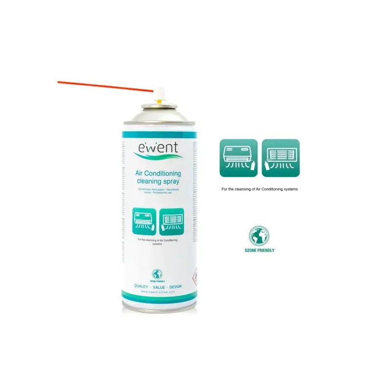 Ewent Spray de Limpieza para Aire Acondicionado - Aerosol de Espuma Activa - Neutraliza Olores - Color Transparente | Ahorro Imp