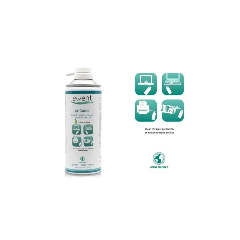 Ewent Spray de Aire Comprimido - Aroma a Manzana - Aplicador para Zonas Dificiles - Color Transparente | Ahorro Imprimiendo