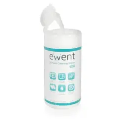 Ewent Toallitas de Limpieza para Pantallas - Antibacteriano - Antiestatica - Sin Alcohol - Color Blanco | Ahorro Imprimiendo