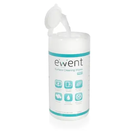 Ewent Toallitas de Limpieza para Pantallas - Antibacteriano - Antiestatica - Sin Alcohol - Color Blanco | Ahorro Imprimiendo