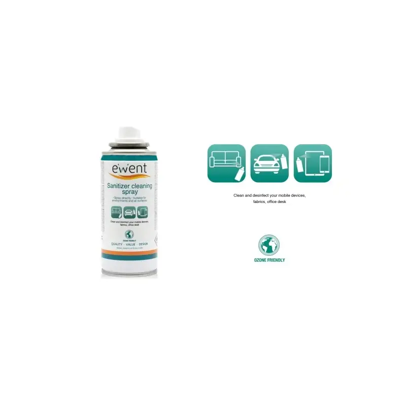 Ewent Spray Desinfectante para Superficies - 400ml - Formula con Detergente - Antiolores - Color Transparente | Ahorro Imprimien