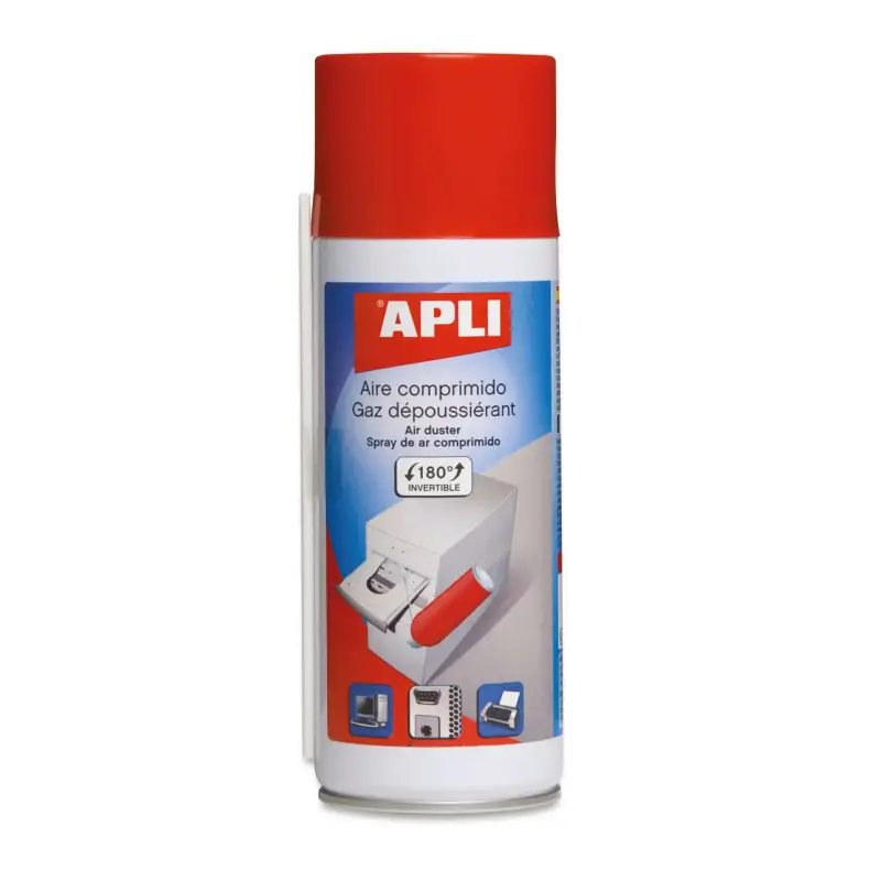 Apli Spray de Aire Comprimido Invertible - 200ml - Presion Extrafuerte para Limpieza Superior - Tubo Alargador para Lugares Difi