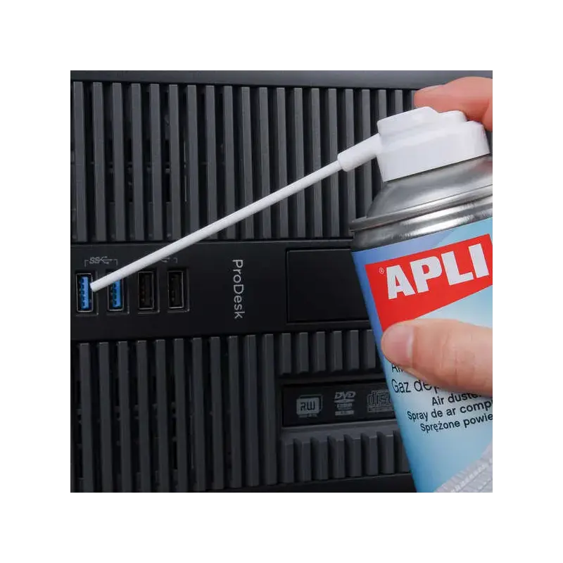 Apli Spray de Aire Comprimido Invertible - 200ml - Presion Extrafuerte para Limpieza Superior - Tubo Alargador para Lugares Difi