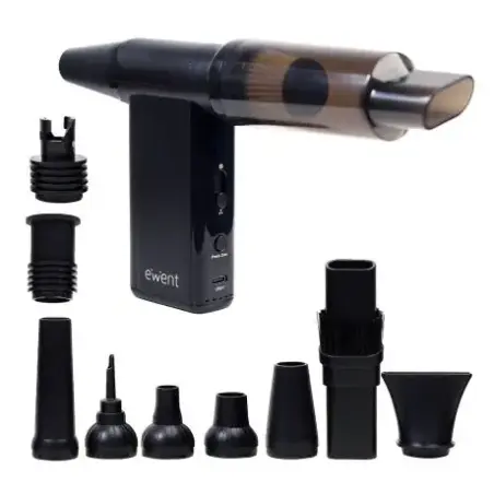 Ewent Pistola de Aire Comprimido - Aspirador, Bomba de Vacio e Inflador - 8 Velocidades -180000 RPM - Bateria de 8000mah - Color