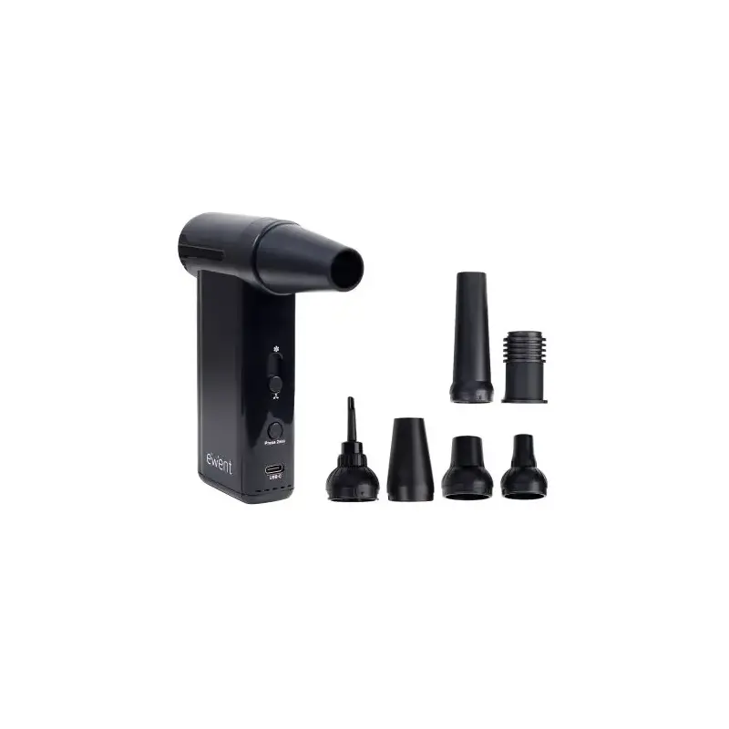 Ewent Pistola de Aire Comprimido - Bomba de Vacio e Inflador - 8 Velocidades -130000 RPM - Bateria de 5000mah - Color Negro | Ah