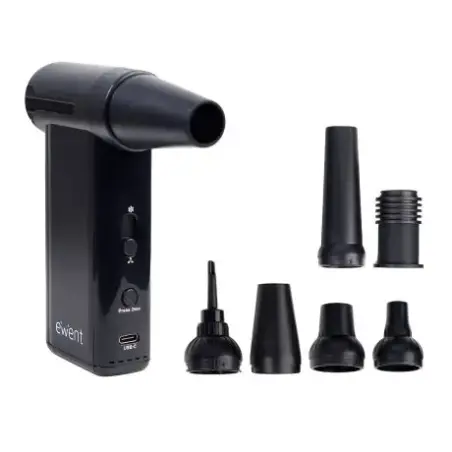 Ewent Pistola de Aire Comprimido - Bomba de Vacio e Inflador - 8 Velocidades -130000 RPM - Bateria de 5000mah - Color Negro | Ah