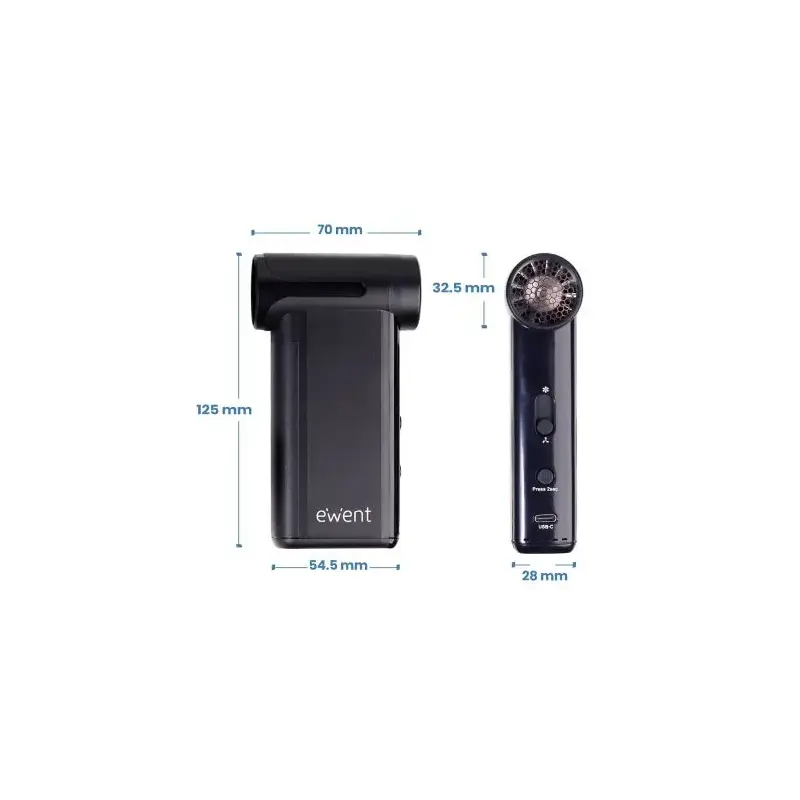 Ewent Pistola de Aire Comprimido - Bomba de Vacio e Inflador - 8 Velocidades -130000 RPM - Bateria de 5000mah - Color Negro | Ah