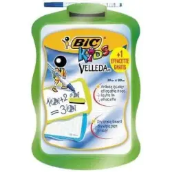 Bic Velleda Kids Pizarra Escolar Blanca y Milimetrada + 1 Marcador Velleda Azul + 1 Borrador - Dimensiones: 20x30cm - Colores Al