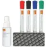 Nobo Pack de Accesorios para Pizarra Blanca - Incluye: 4 Rotuladores Pizarra, Borrador y Spray Limpiador 50Ml - Colores de los R
