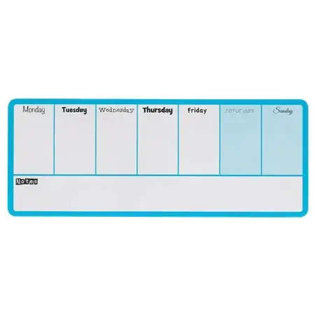 Nobo Planificador Semanal de Pizarra Magnetica Mini 360x140mm - Almohadillas Adhesivas e Imanes para Montaje - Incluye Rotulador