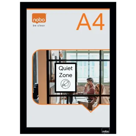 Nobo Pack de 2 Marcos Autoadhesivos Magneticos en Formato A4 - Colocacion en Vertical u Horizontal - Marco de Color Negro | Ahor
