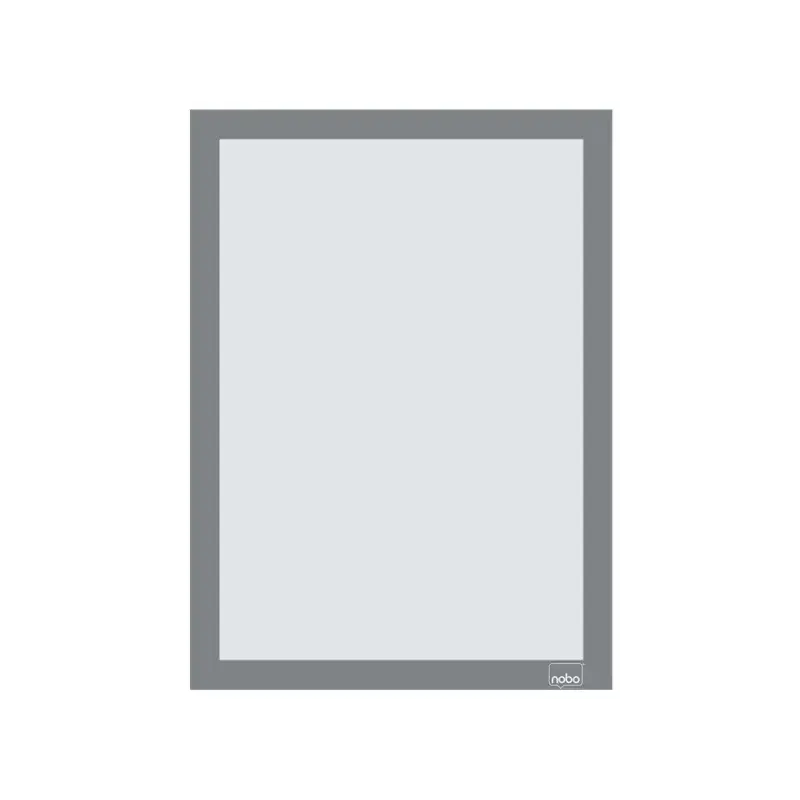 Nobo Pack de 2 Marcos Autoadhesivos Magneticos en Formato A4 - Colocacion en Vertical u Horizontal - Marco de Color Plateado | A