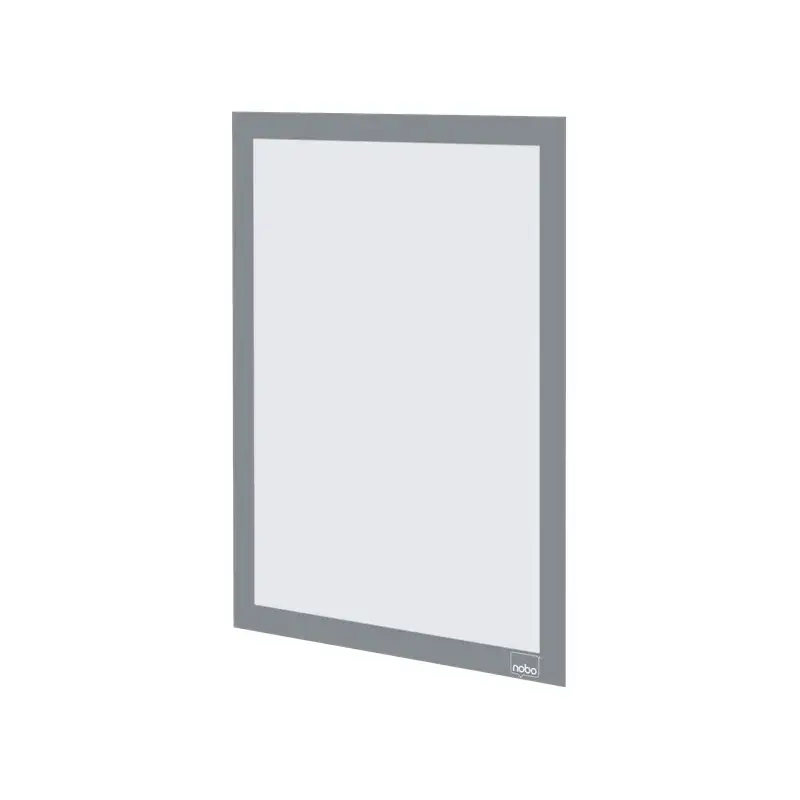 Nobo Pack de 2 Marcos Autoadhesivos Magneticos en Formato A4 - Colocacion en Vertical u Horizontal - Marco de Color Plateado | A
