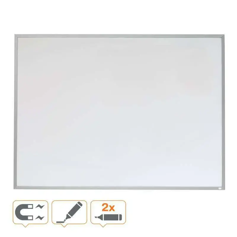Nobo Pizarra Blanca Magnetica Pequeña con Marco de Aluminio 585x430mm - Borrado en Seco - Almohadillas Adhesivas - Ideal para Of