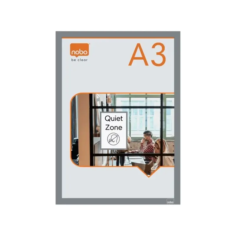 Nobo Pack de 2 Marcos Autoadhesivos Magneticos en Formato A3 - Colocacion en Vertical u Horizontal - Marco de Color Plateado | A