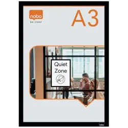 Nobo Pack de 2 Marcos Autoadhesivos Magneticos en Formato A3 - Colocacion en Vertical u Horizontal - Marco de Color Negro | Ahor