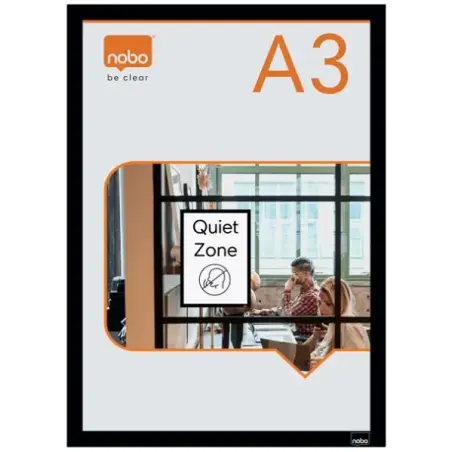 Nobo Pack de 2 Marcos Autoadhesivos Magneticos en Formato A3 - Colocacion en Vertical u Horizontal - Marco de Color Negro | Ahor