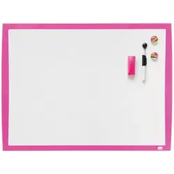 Nobo Pizarra Blanca Magnetica 585x430mm - Incluye Mini Rotulador de Pizarra, Imanes Estampados y Borrador - Color Fucsia | Ahorr