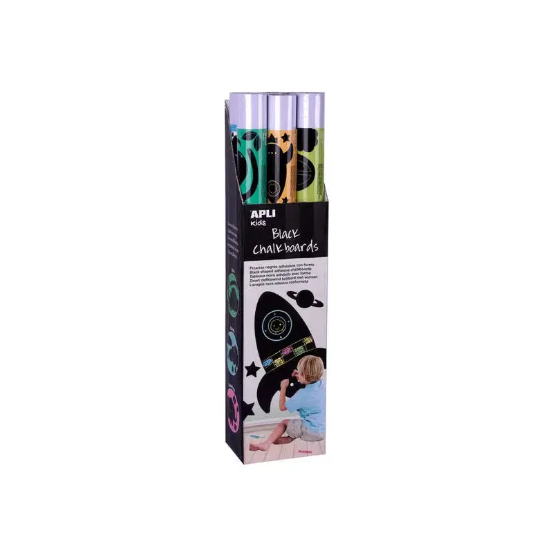 Apli Expositor Pizarras Negras y Adhesivas con Formas de Animales - Medida 100x60cm - 6 Modelos Diferentes - Adhesivo Removible