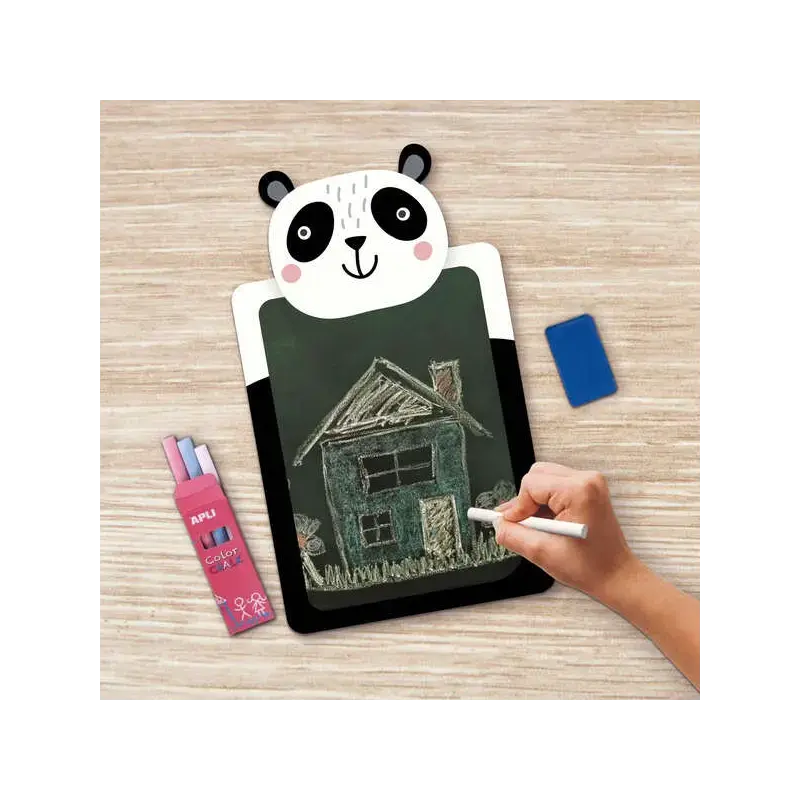 Apli Expositor de 9 Packs de Pizarra para Tiza con Forma de Animal + Caja de 3 Tizas de Colores y Borrador - Medidas 260x155x15m