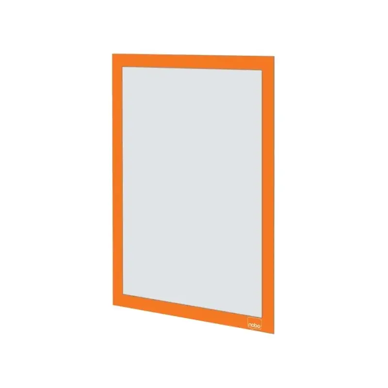 Nobo Pack de 2 Marcos Autoadhesivos Magneticos en Formato A4 - Colocacion en Vertical u Horizontal - Marco de Color Naranja | Ah