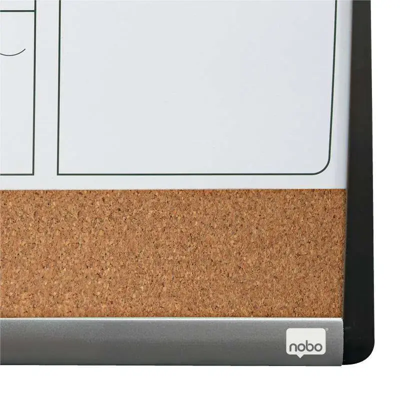 Nobo Planificador Pizarra Magnetica Pequeña con Tablero de Anuncios de Corcho 585x430mm - Semanal y Mensual - Marco Plateado y N