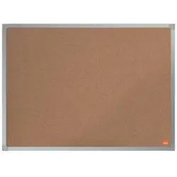 Nobo Essence Tablero de Anuncios de Corcho 600x450mm - Montaje en Esquinas - Superficie de Corcho - Marco de Aluminio Anodizado