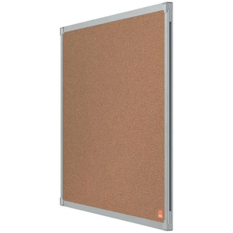 Nobo Essence Tablero de Anuncios de Corcho 600x450mm - Montaje en Esquinas - Superficie de Corcho - Marco de Aluminio Anodizado