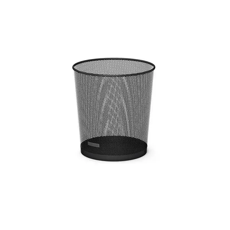 Erichkrause Compass Papelera de 12L con Base Redonda - Elaborada en Acero Inoxidable - Color Negro | Ahorro Imprimiendo