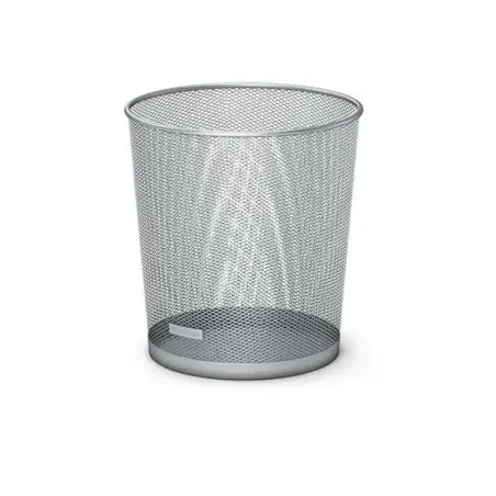 Erichkrause Compass Papelera de 12L - Base Redonda - Acero Inoxidable - Ideal para Oficinas - Color Plata | Ahorro Imprimiendo