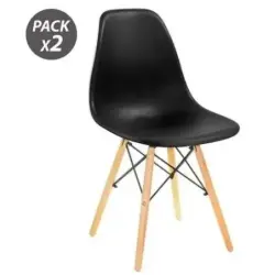 Muvip Pack 2 Sillas Design D100 - Color Negro | Ahorro Imprimiendo