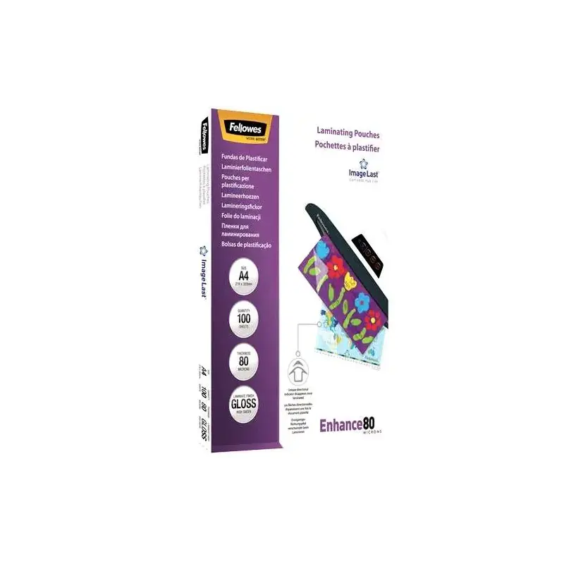 Fellowes Pack de 100 Fundas para Plastificar Brillo A4 - 80 Micras - Alta Calidad - Transparente | Ahorro Imprimiendo