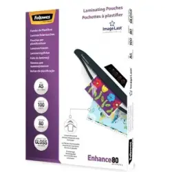 Fellowes Pack de 100 Fundas para Plastificar Brillo A5 - 80 Micras - Alta Calidad - Transparente | Ahorro Imprimiendo
