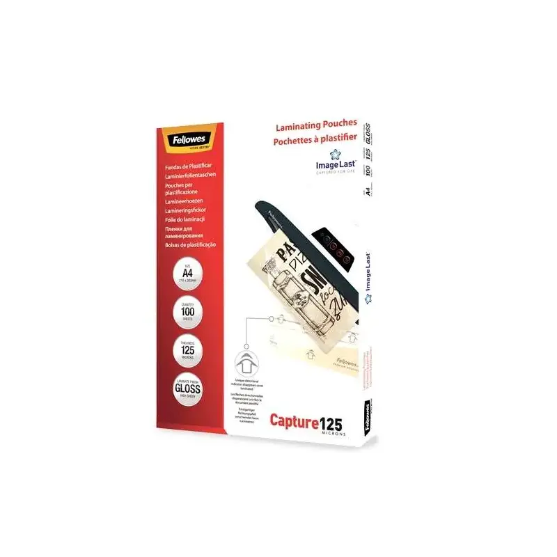 Fellowes Pack de 100 Fundas para Plastificar Brillo A4 - 125 Micras - Alta Calidad - Transparente | Ahorro Imprimiendo