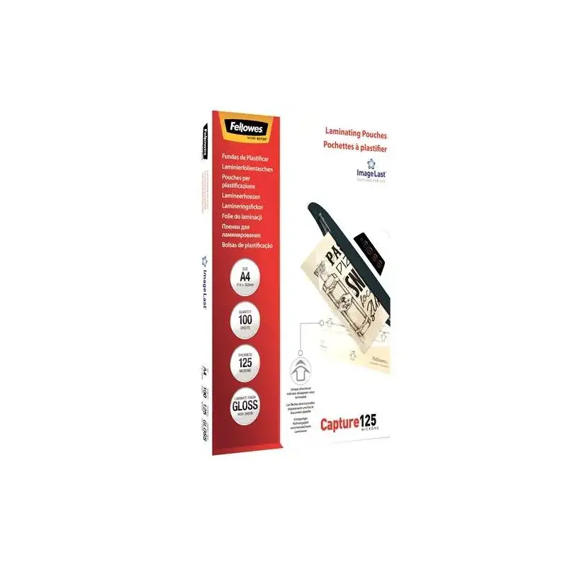 Fellowes Pack de 100 Fundas para Plastificar Brillo A4 - 125 Micras - Alta Calidad - Transparente | Ahorro Imprimiendo
