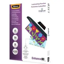 Fellowes Pack de 100 Fundas para Plastificar Brillo A3 - 80 Micras - Alta Calidad - Transparente | Ahorro Imprimiendo