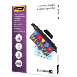 Fellowes Pack de 100 Fundas para Plastificar Mate A4 - 80 Micras - Alta Calidad - Transparente | Ahorro Imprimiendo