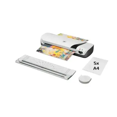 GBC Inspire+ A4 Set de Plastificadora + Recortadora de Esquinas + Cizalla + Paquete de 5 Bolsas de Plastificacion A4 - Hasta Tam