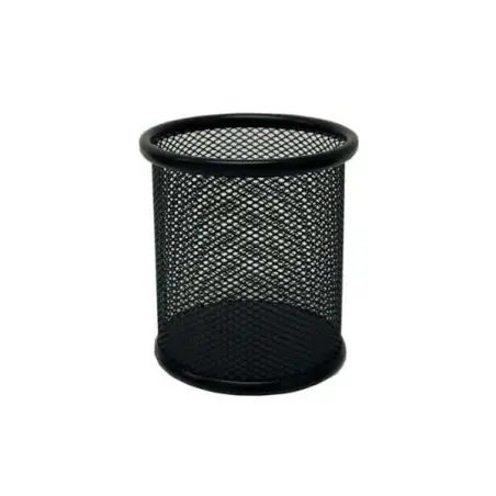 Biskmark Portalapices Redondo Metalico de Rejilla - Medidas 10 x 8cm - Color Negro | Ahorro Imprimiendo