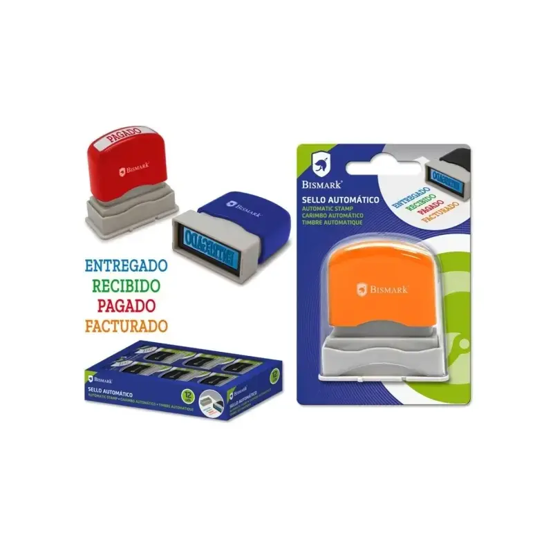 Bismark Sello Automatico - Modelos: Entregado, Recibido, Cobrado y Facturado - Diferentes Colores para Diferenciarlos | Ahorro I