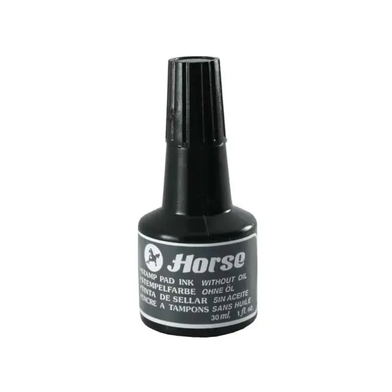 Horse Bote de Tinta para Tampon 30ml - Sin Aceite - Color Negro | Ahorro Imprimiendo