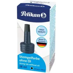 Pelikan Bote de Tinta para Tampones 28ml - Sin Aceite - Secado Rapido - Resistente al Agua - Color Negro | Ahorro Imprimiendo