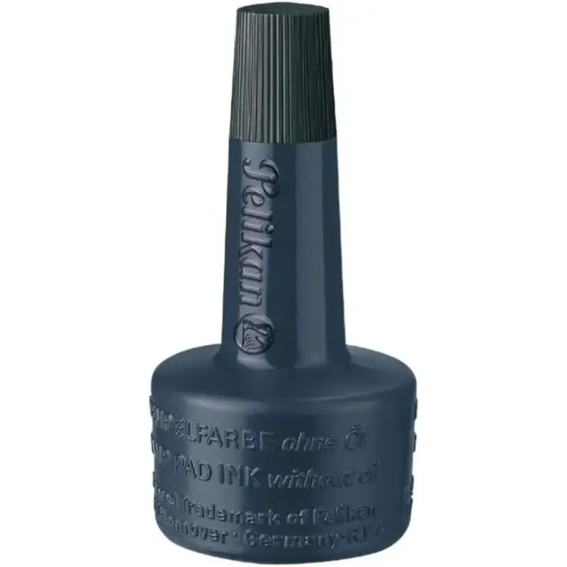Pelikan Bote de Tinta para Tampones 28ml - Sin Aceite - Secado Rapido - Resistente al Agua - Color Negro | Ahorro Imprimiendo
