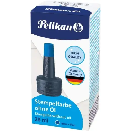 Pelikan Bote de Tinta para Tampones 28ml - Sin Aceite - Secado Rapido - Resistente al Agua - Color Azul Intenso | Ahorro Imprimi