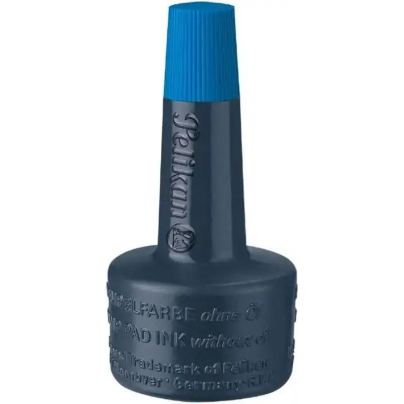 Pelikan Bote de Tinta para Tampones 28ml - Sin Aceite - Secado Rapido - Resistente al Agua - Color Azul Intenso | Ahorro Imprimi