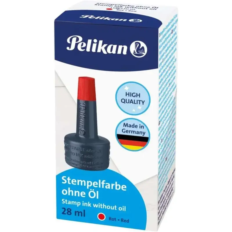 Pelikan Bote de Tinta para Tampones 28ml - Sin Aceite - Secado Rapido - Resistente al Agua - Color Rojo Intenso | Ahorro Imprimi